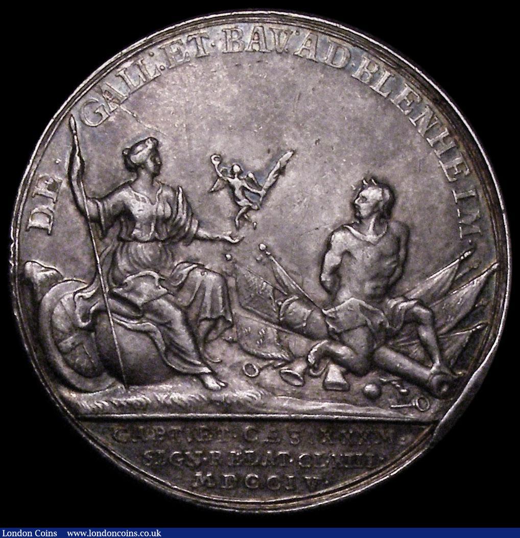 London Coins : A163 : Lot 44 : Battle of Blenheim 1704 34mm diameter in silver by J.Croker Eimer 409 Obverse:- Bust left, draped, A...
