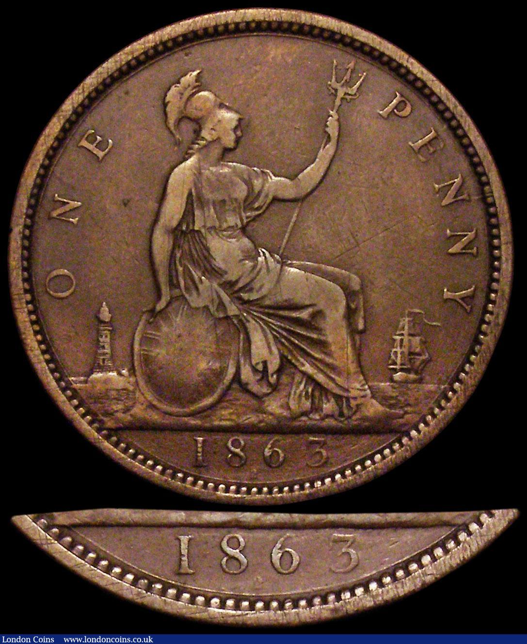 London Coins : A163 : Lot 779 : Penny 1863 Die Number 2, Freeman 45, dies 6+G (Rarity 19), Gouby BP1863C, Satin 47, pleasant Fine wi...