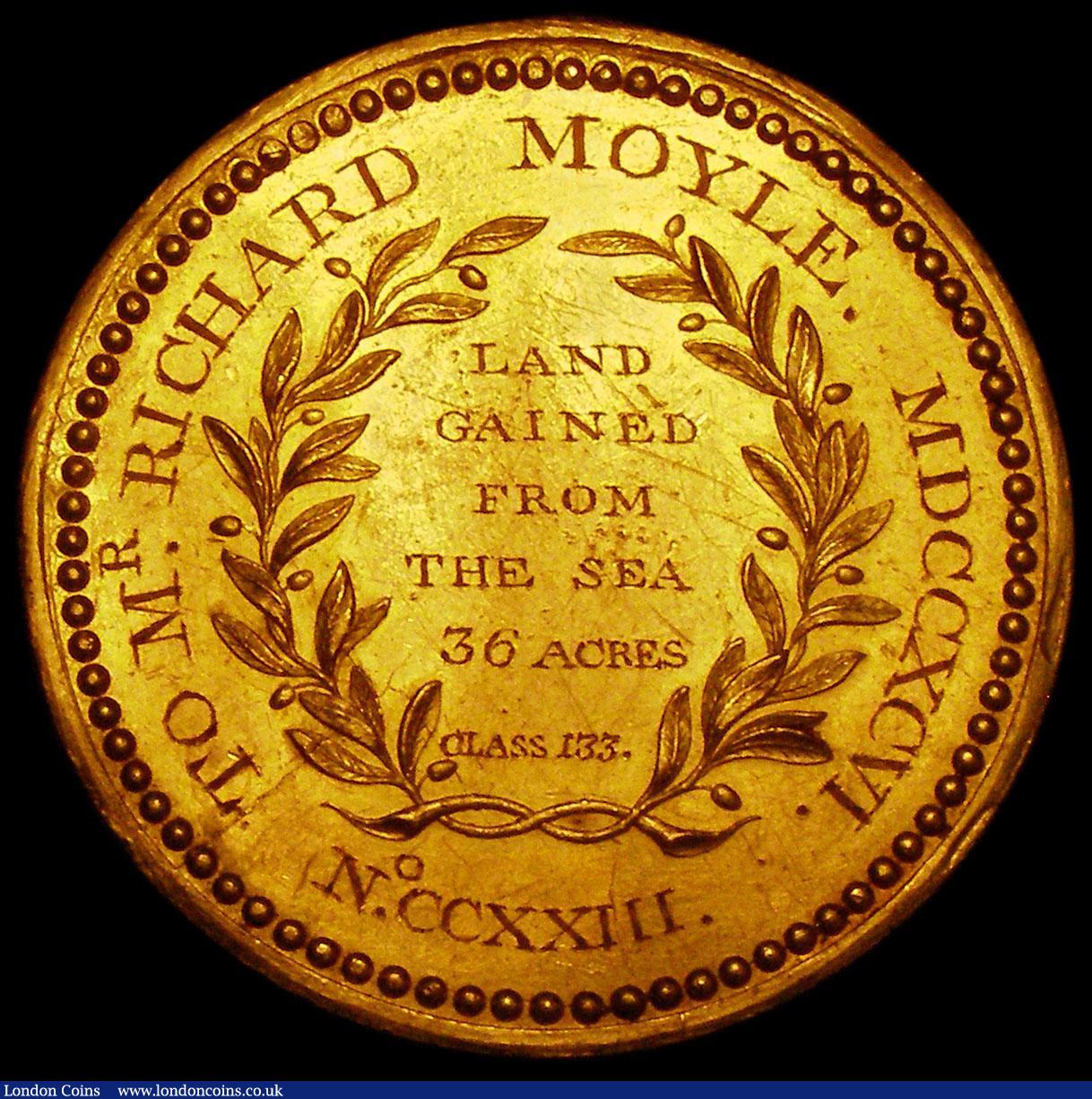 London Coins : A163 : Lot 84 : Royal Society of Arms, Mercury and Minerva Medal 1796 44mm diameter in gold by T.Pingo, Britannia se...