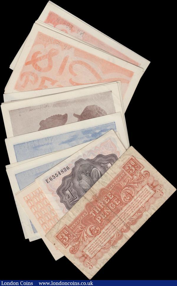 Jersey (20), a nice collection of German Occupation Notes from WW2, 6 Pence (7) issued 1941 - 1942, (Pick1a), 1 Shilling (6) issued 1941 - 1942, (Pick2a), 2 Shillings (5) issued 1941 - 1942, (Pick3a), 2 Shillings (2) issued 1941 - 1942, (Pick4a), plus 2 other world notes, the majority good EF to about Uncirculated : World Banknotes : Auction 163 : Lot 1502