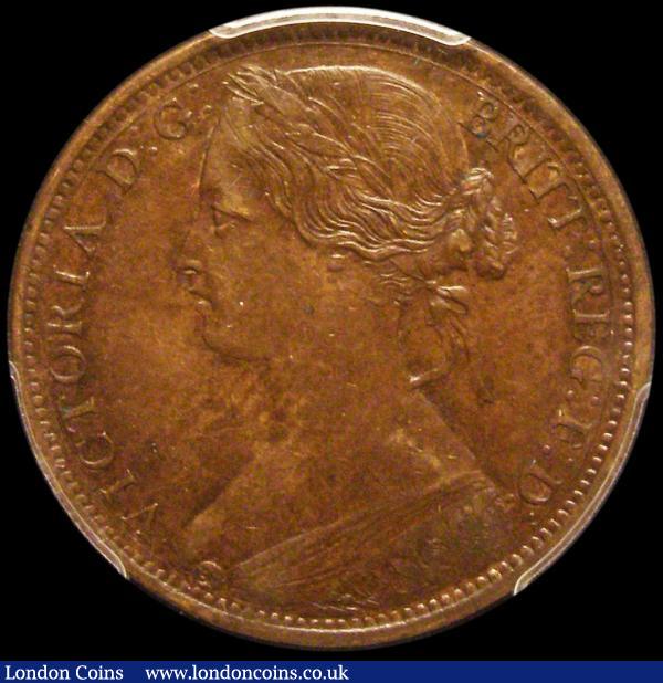 Penny 1865 5 over 3 Freeman 51, dies 6+G in a PCGS holder and graded AU53 : English Coins : Auction 164 : Lot 1263