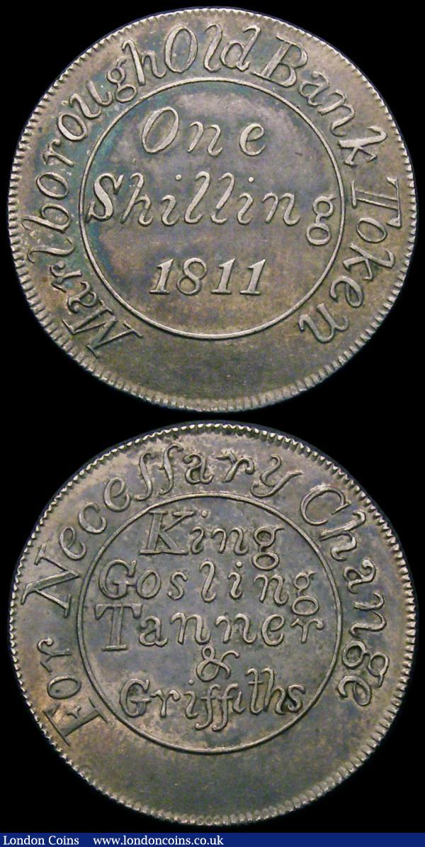 Shilling 19th Century Wiltshire - Marlborough 1811 King, Gosling, Tanner & Griffiths Davis 1 VF, Sixpence Non-Local 1812 Obverse - Beehive and Bees/Reverse - Britannia seated on a cannon Davis 12 GVF : Tokens : Auction 164 : Lot 629
