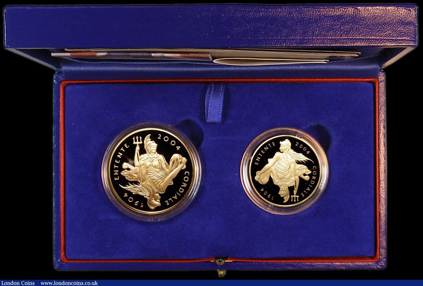 London Coins : A164 : Lot 103 : GB/France The Entente Cordiale 100th Anniversary Gold set a 2-coin set comprising GB Five Pound Crow...