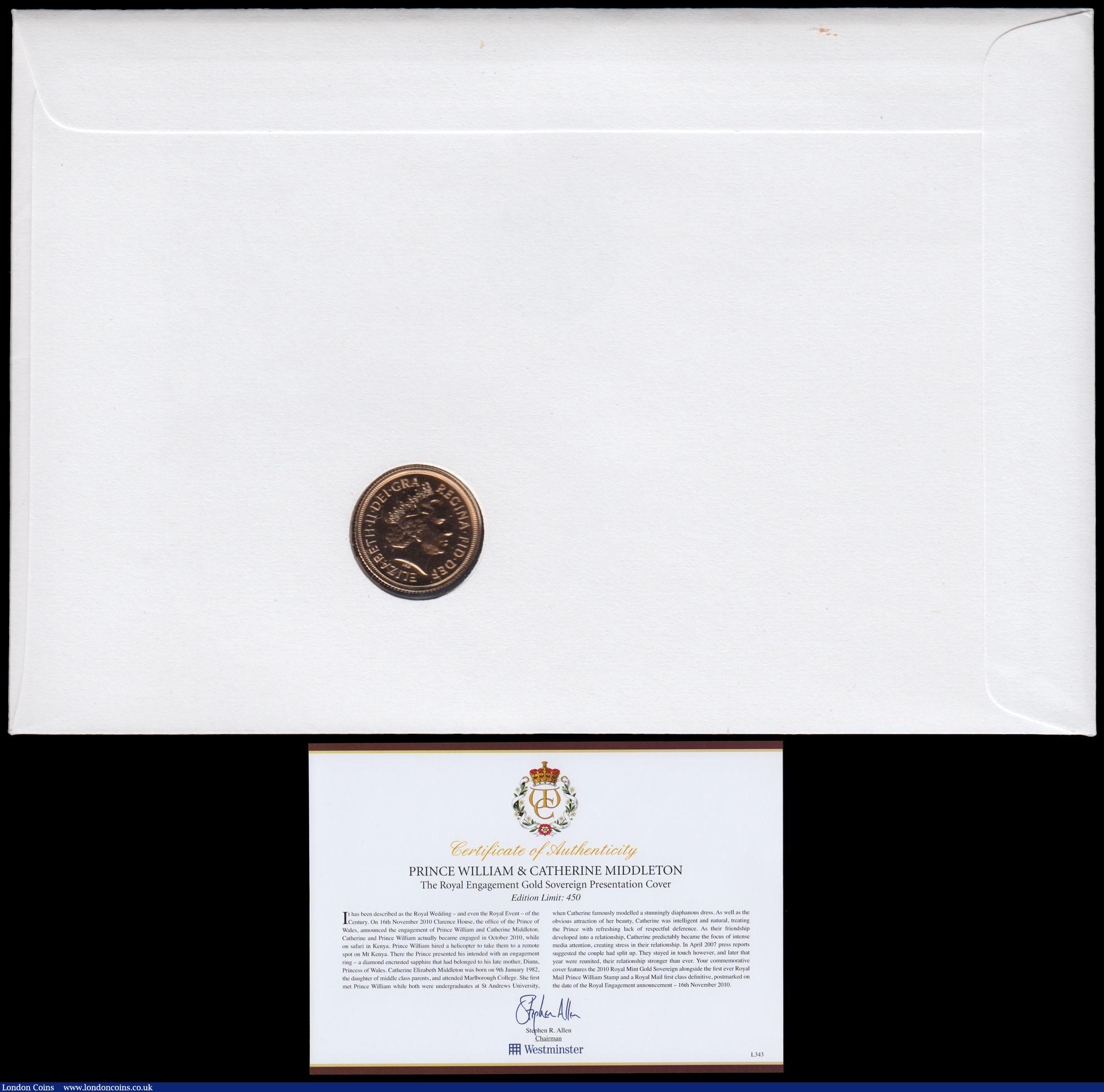 London Coins : A164 : Lot 111 : Numismatic First Day Cover 2010 Prince William and Catherine Middleton Engagement Commemorative cove...