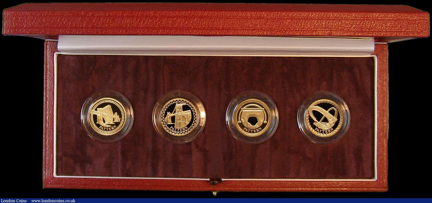 London Coins : A164 : Lot 116 : One Pound 2003 a 4-coin set Gold Proof Patterns depicting bridges:- Forth Railway Bridge, Menai Stra...