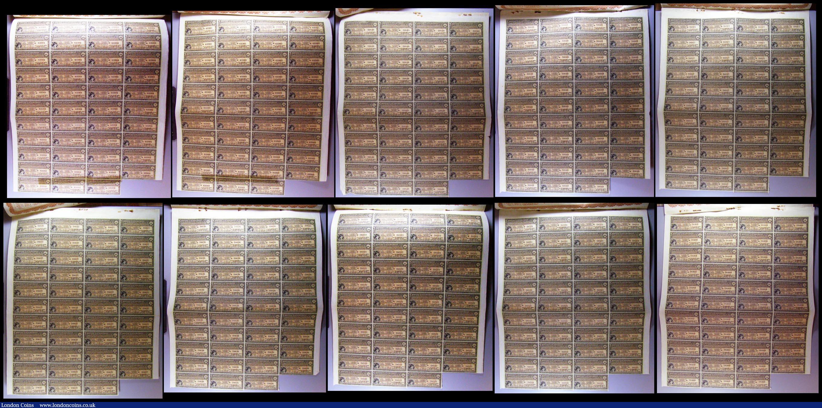 London Coins : A164 : Lot 12 : China, Chinese Government 1913 Reorganisation Gold Loan, 10 x bonds for £20, Hong Kong & S...