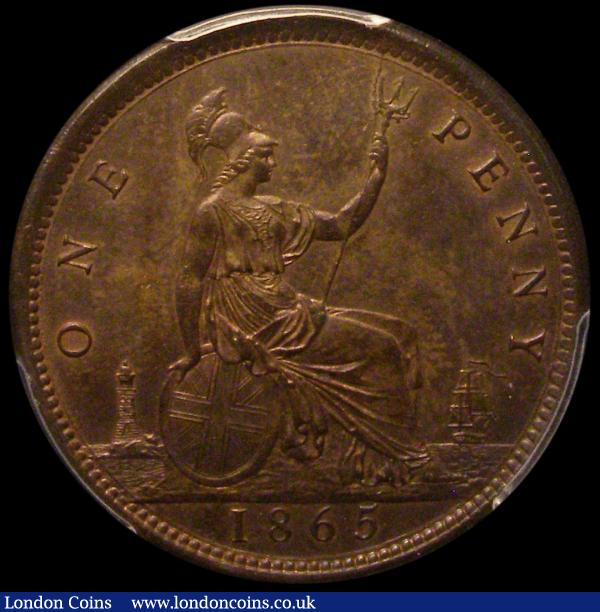 Penny 1865 Freeman 50 dies 6+G in a PCGS holder and graded MS63 BN : English Coins : Auction 164 : Lot 1264