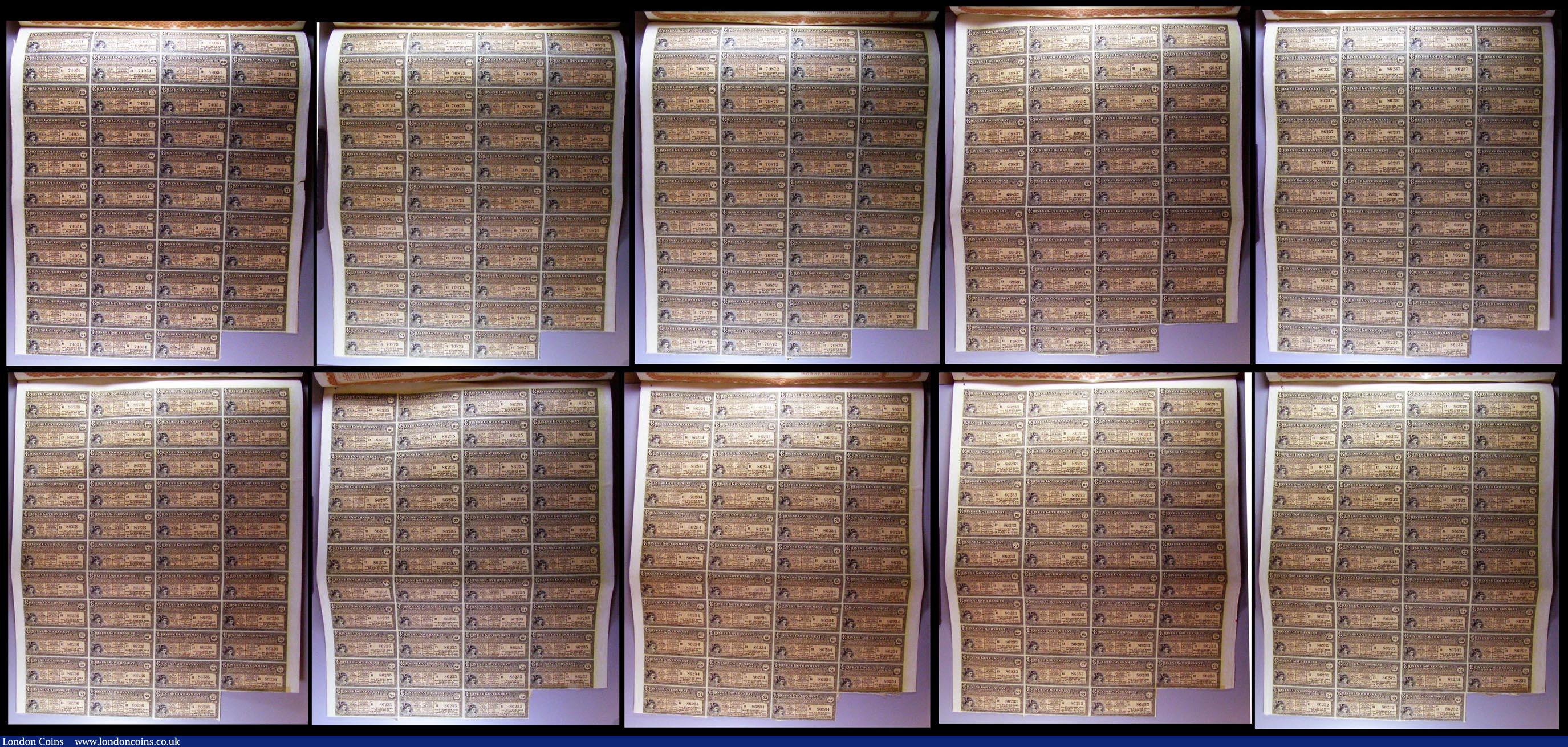 London Coins : A164 : Lot 15 : China, Chinese Government 1913 Reorganisation Gold Loan, 10 x bonds for £20, Hong Kong & S...