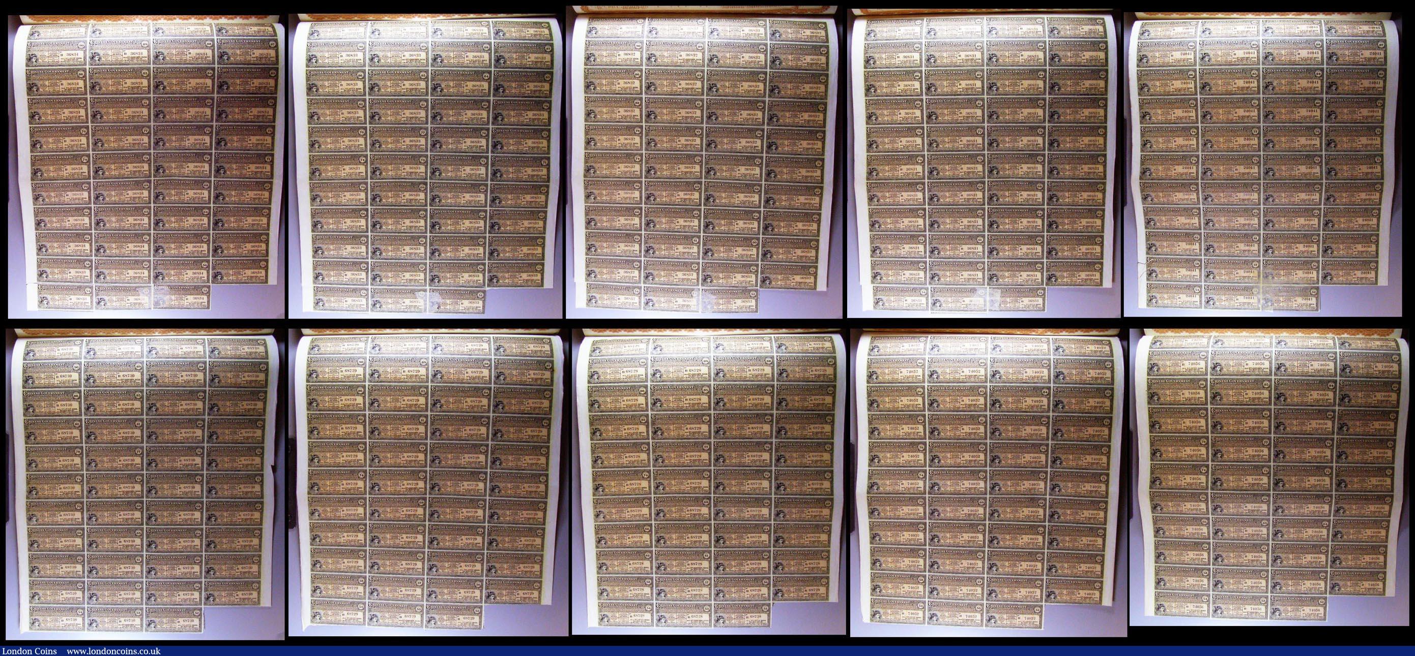 London Coins : A164 : Lot 16 : China, Chinese Government 1913 Reorganisation Gold Loan, 10 x bonds for £20, Hong Kong & S...