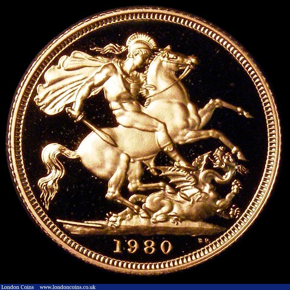 London Coins : A164 : Lot 164 : Sovereign 1980 Proof FDC cased as issued with certificate