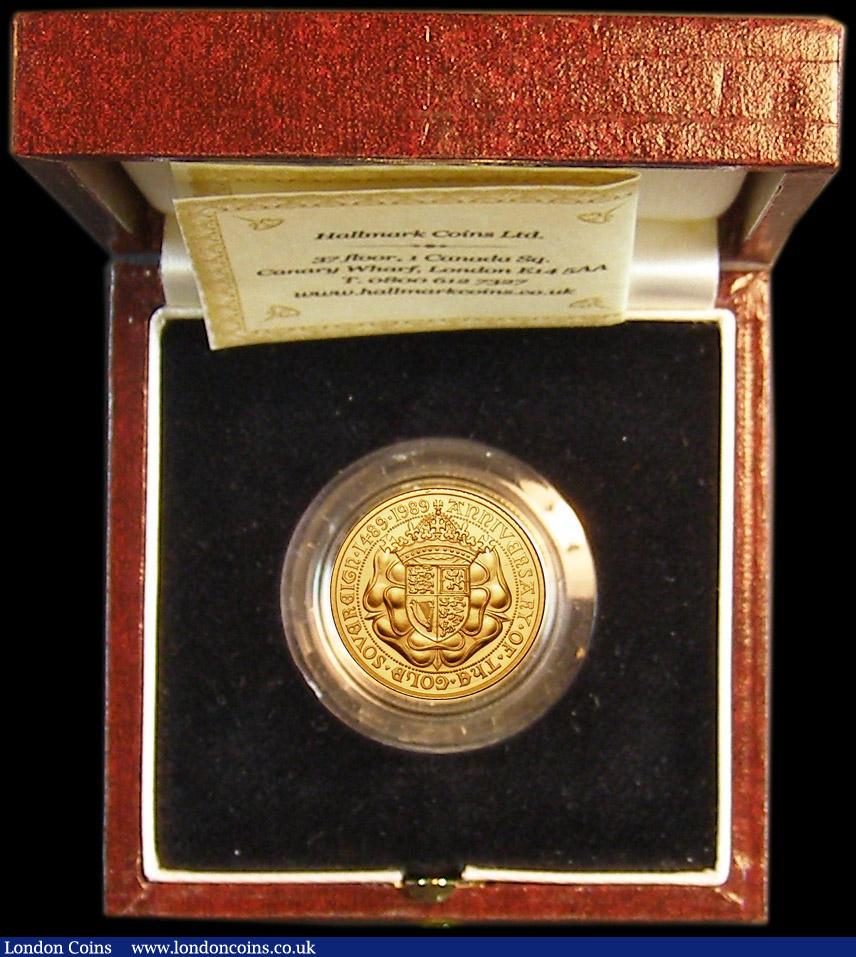 London Coins : A164 : Lot 165 : Sovereign 1989 500th Anniversary of the First Gold Sovereign S.SC3 FDC in the box of issue with Hall...
