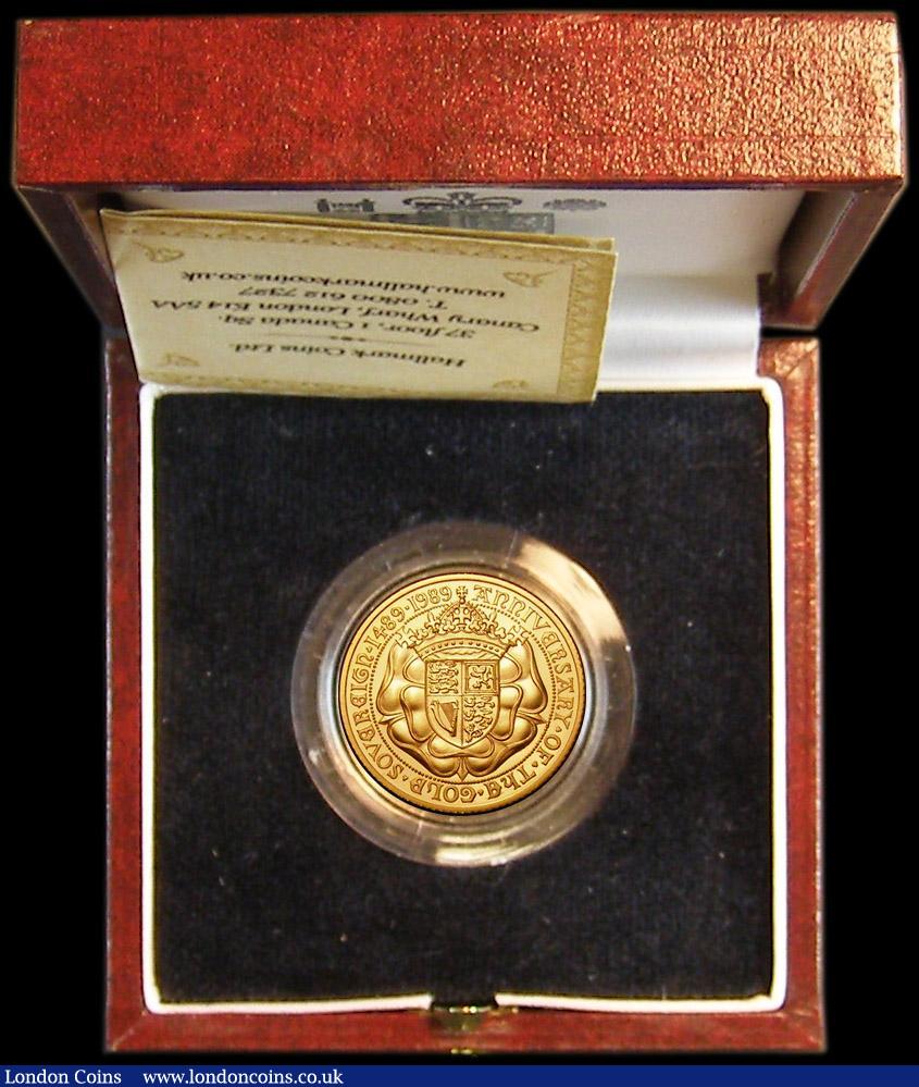 London Coins : A164 : Lot 166 : Sovereign 1989 500th Anniversary of the First Gold Sovereign S.SC3 FDC in the box of issue with Hall...