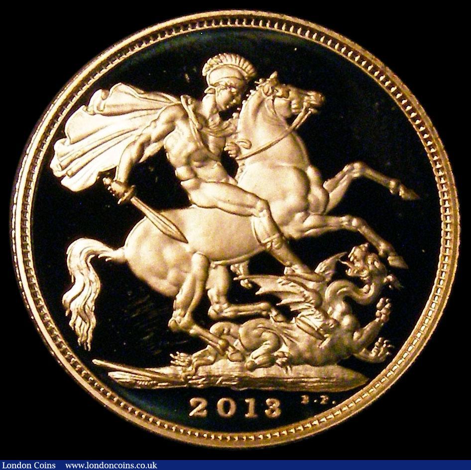 London Coins : A164 : Lot 168 : Sovereign 2013 Proof S.SC7nFDC with a light handling mark, in the Royal Mint box of issue with certi...