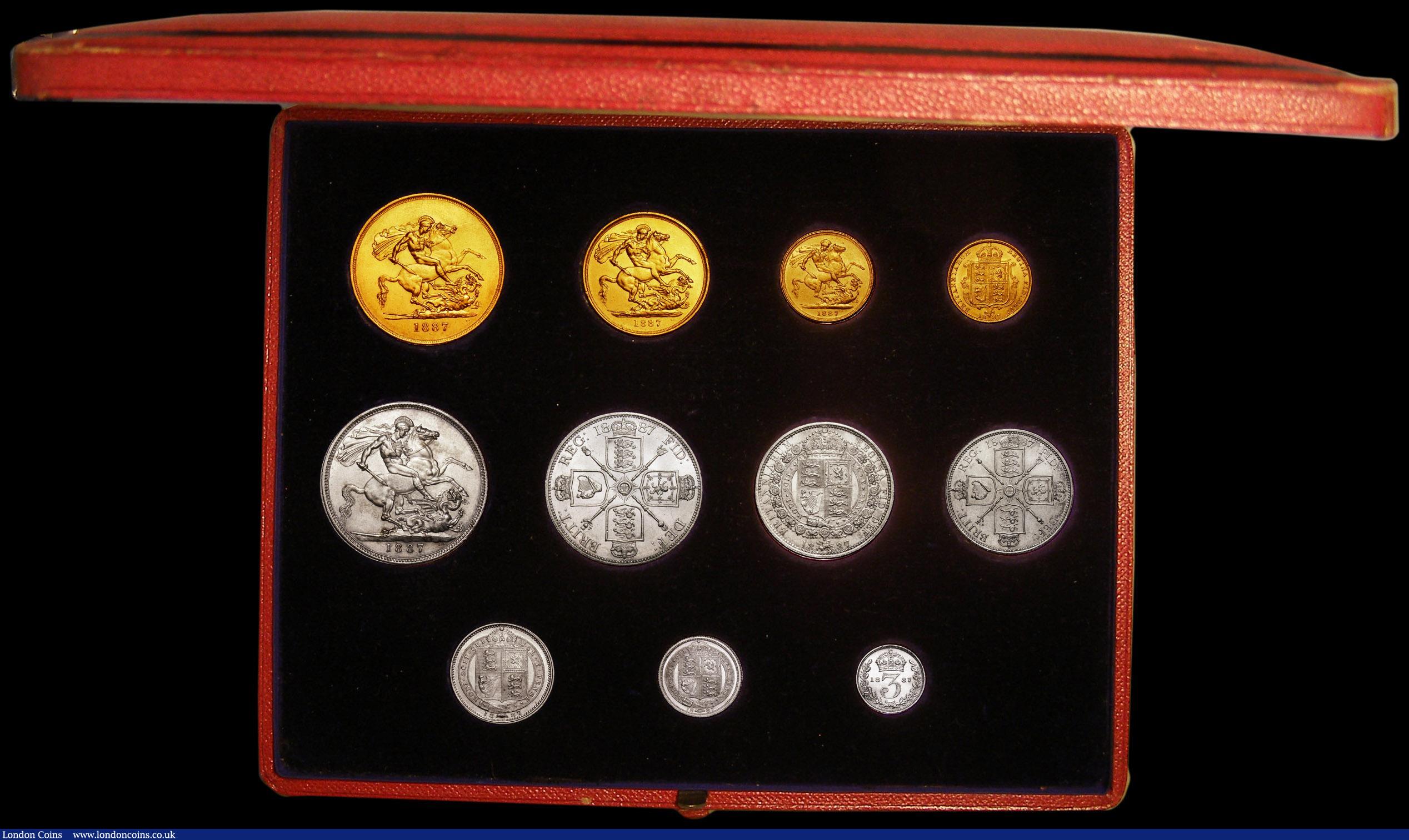 London Coins : A164 : Lot 28 : 1887 Victoria Golden Jubilee Currency Set (11 Coins) Gold Five Pounds to Threepence GVF to A/UNC, th...