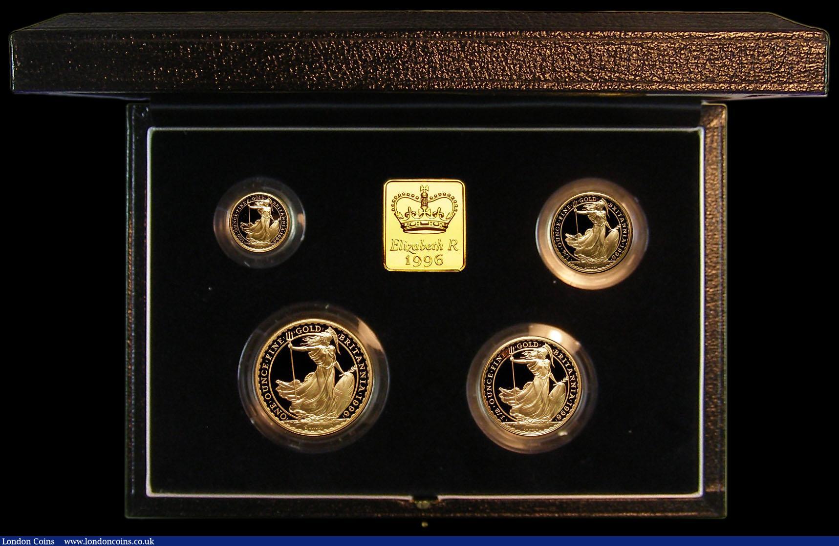 London Coins : A164 : Lot 35 : Britannia Gold Proof Set 1996 the 4-coin set comprising £100 One Ounce, £50 Half Ounce, ...