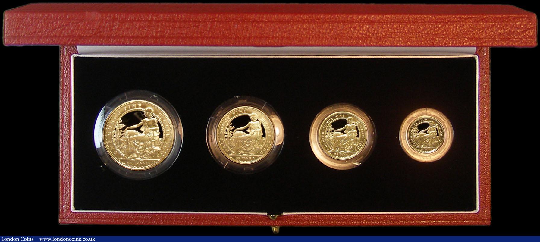 London Coins : A164 : Lot 36 : Britannia Gold Proof Set 2005 the 4-coin set comprising £100 One Ounce, £50 Pounds Half ...