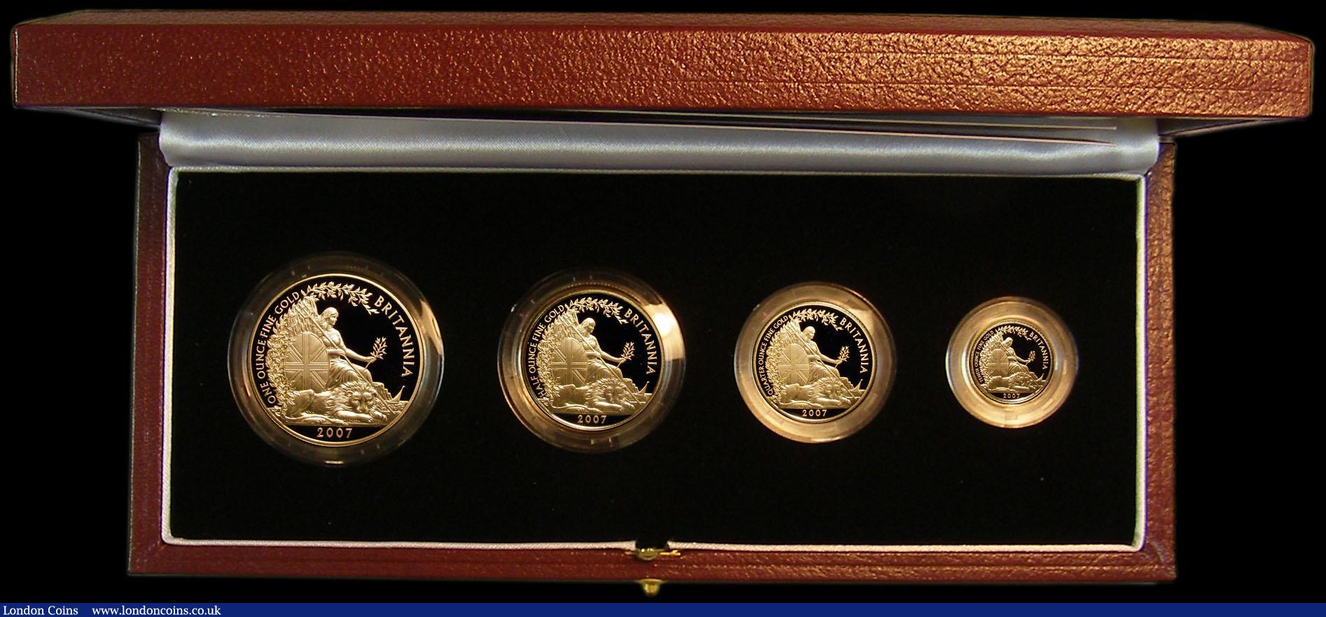 London Coins : A164 : Lot 37 : Britannia Gold Proof Set 2007 the 4-coin set comprising £100 One Ounce, £50 Half Ounce, ...