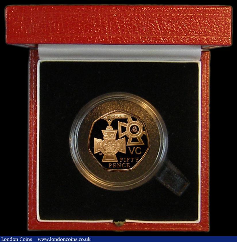 London Coins : A164 : Lot 62 : Fifty Pence 2006 Victoria Cross - The Award Gold Proof S.H15 nFDC in the Royal Mint box of issue wit...