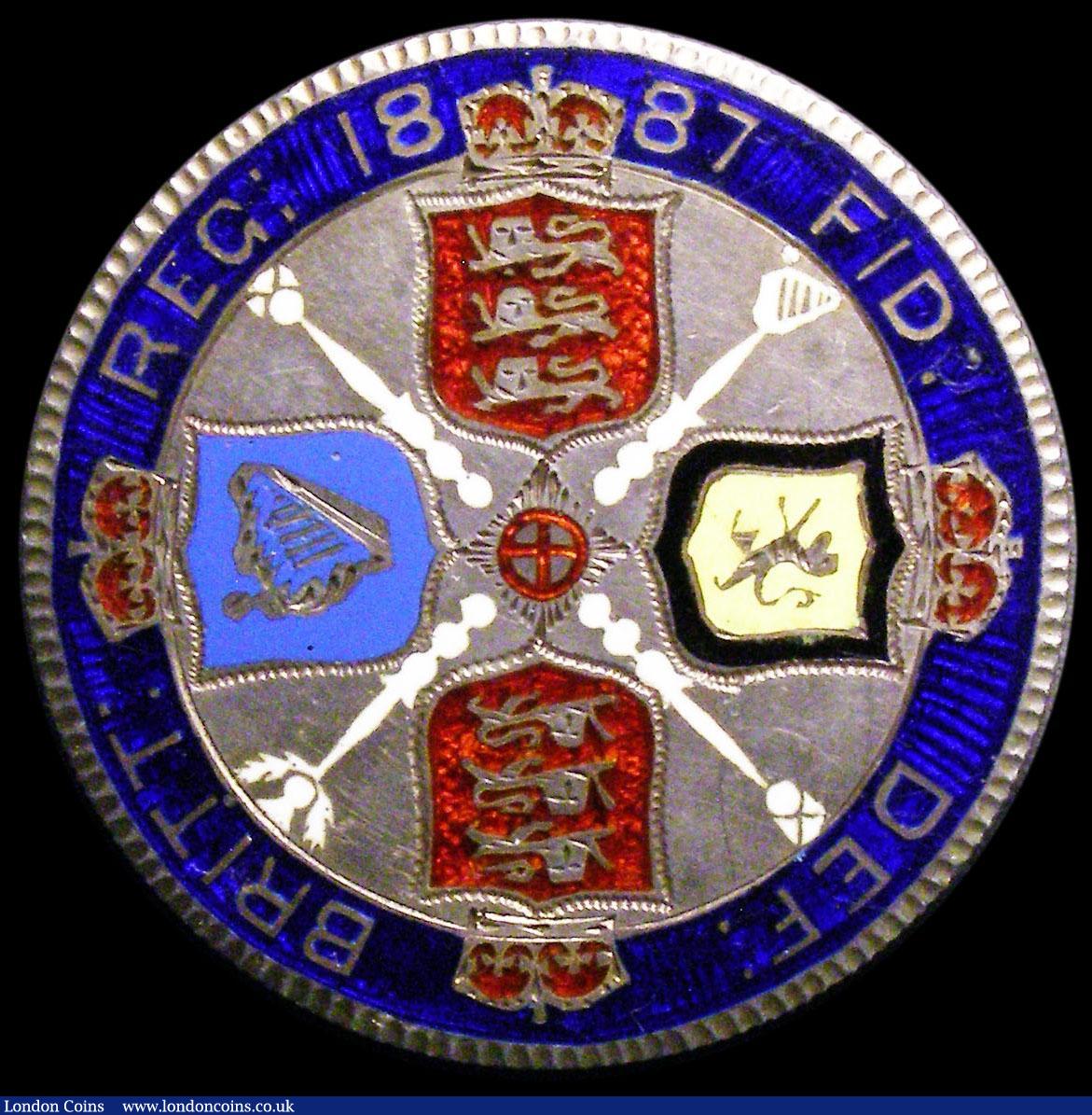 London Coins : A164 : Lot 779 : Enamelled Double Florin 1887 in 6 colours, on a pin mount, good workmanship