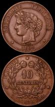 London Coins : A164 : Lot 362 : France 10 Centimes 1896A Privy Mark Fasces KM#815.1 EF, GB Crown 1821 SECUNDO ESC 246, Bull 2310 Abo...