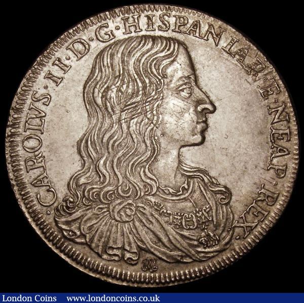 Italian States - Naples Ducato 1684 IM/AG/A KM#110, F.292, Dav.4045 practically EF with some adjustment lines on the obverse, considerably superior to the Krause plate coin, a well-struck and eye-catching example, Krause lists at $4500 in XF40 : World Coins : Auction 165 : Lot 2215