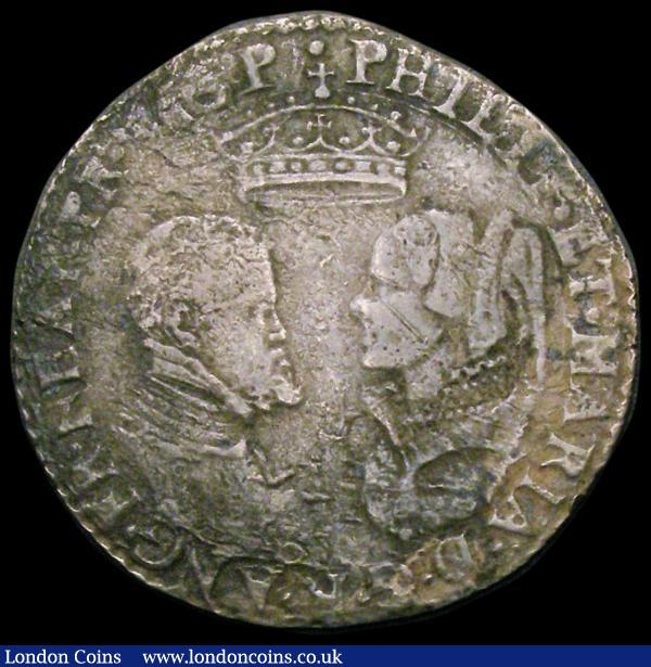 Shilling Philip and Mary undated with full titles, no mark of value, S.2499, Fine for wear with pitted surfaces and some dark tone, the edge with a thin crack, the shield and the portraits with good definition : Hammered Coins : Auction 165 : Lot 2466