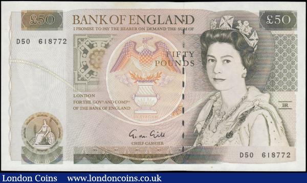 Fifty Pounds Gill B356 issued 1988 series D50 618772, Sir Christopher Wren reverse, Pick381b, UNC : English Banknotes : Auction 165 : Lot 248