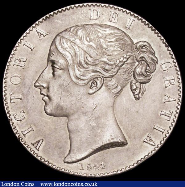 Crown 1844 Cinquefoil stops on edge ESC 281, Bull 2592 GVF with an edge nick and a gentle edge bruise : English Coins : Auction 165 : Lot 2523
