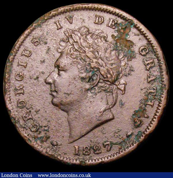 Penny 1827 Peck 1430 Good Fine for wear with some surface corrosion as often, a rare date : English Coins : Auction 165 : Lot 3924