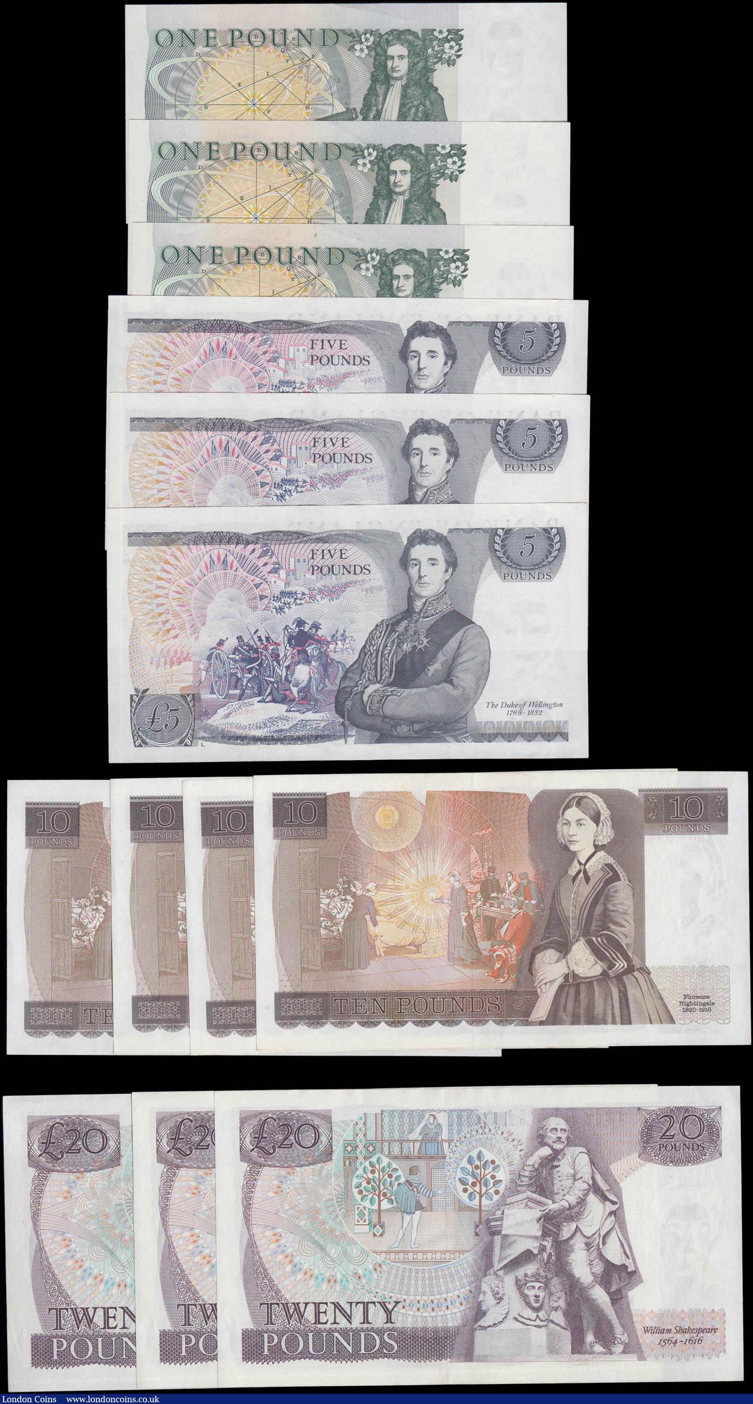 London Coins : A165 : Lot 109 : Bank of England Somerset 1 Pounds to 20 Pounds QE2 pictorial issues (13) each denomination in consec...