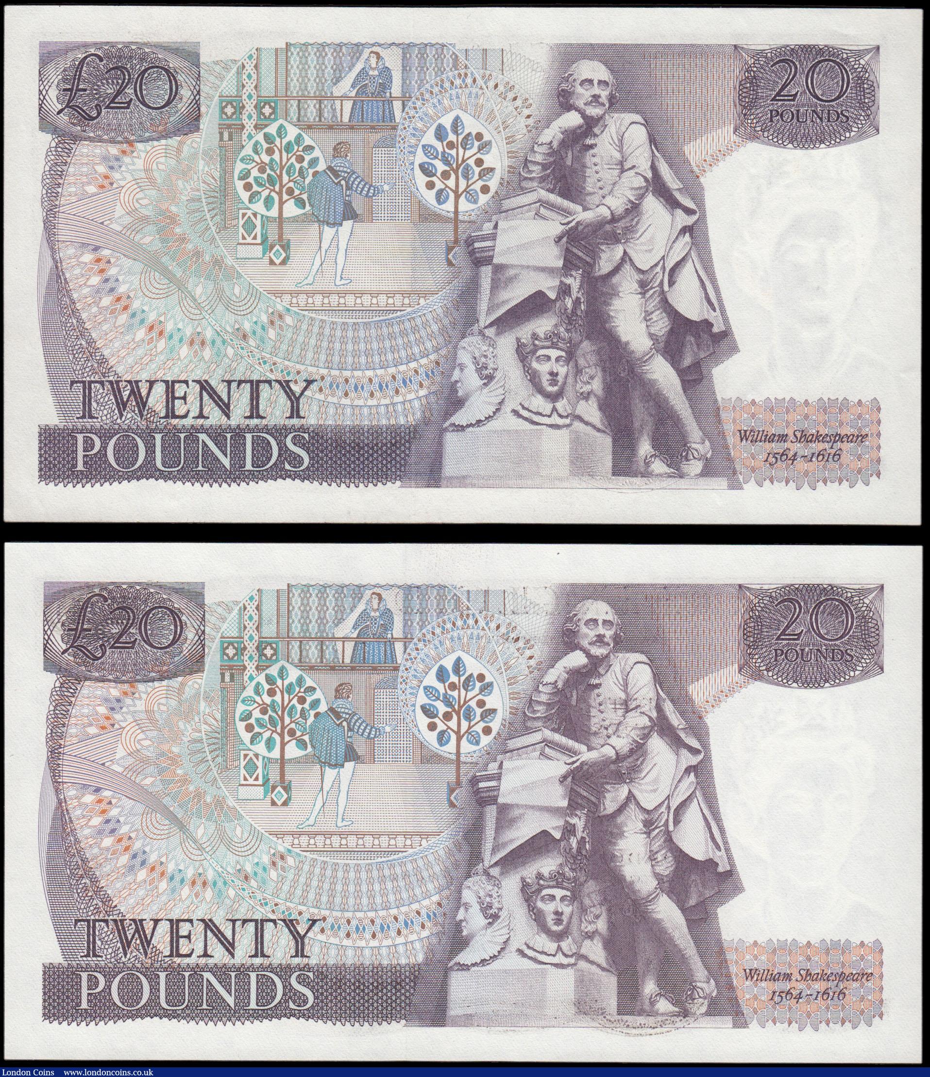 London Coins : A165 : Lot 110 : Twenty Pounds QE2 pictorial & William Shakespeare (2) comprises Somerset B350 issue 1981 last se...