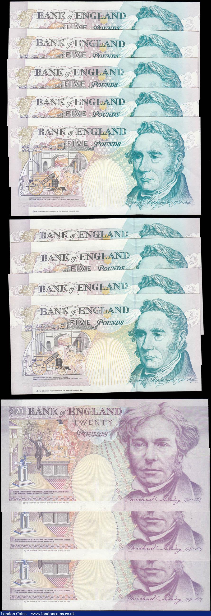 London Coins : A165 : Lot 120 : Bank of England Somerset 5 and 20 Pounds QE2 issues 1990 (12) the Five Pounds in 2 consecutive sets ...