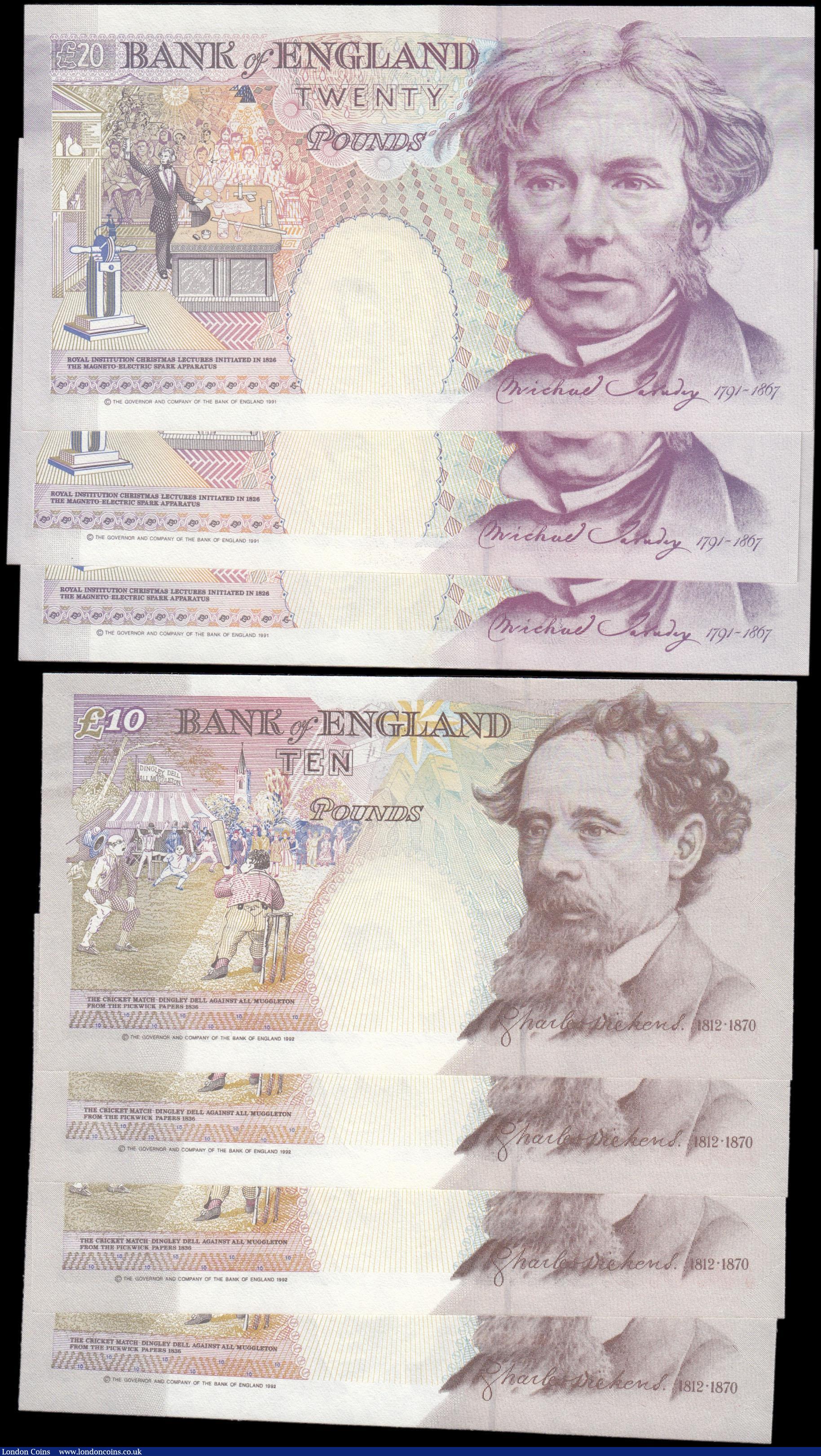 London Coins : A165 : Lot 122 : Bank of England Kentfield (7) a group of 2 consecutively numbered sets comprising Ten Pounds QE2 &am...