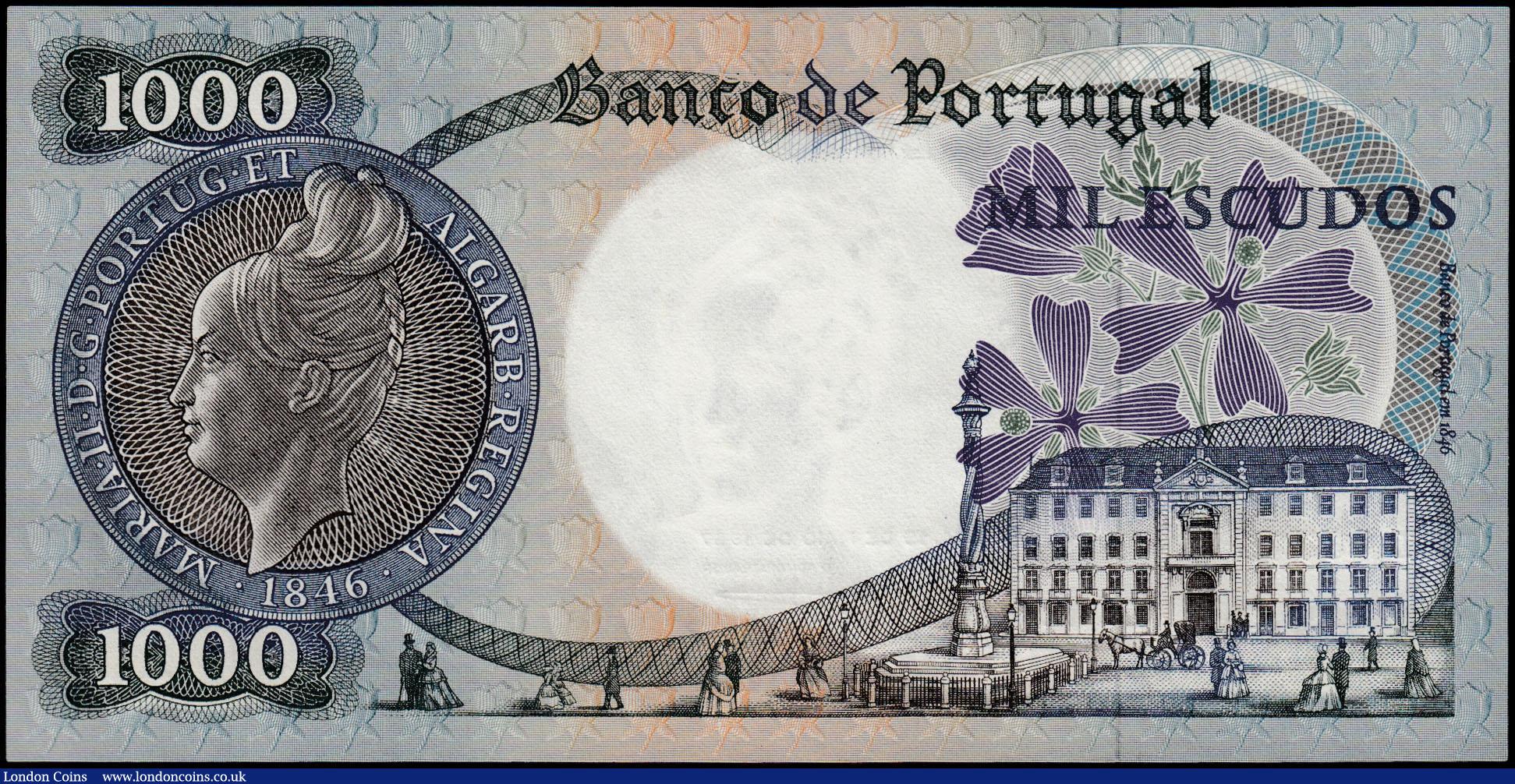 London Coins : A165 : Lot 1250 : Portugal 1000 Escudos 19 May 1967 O GOVERNADOR and O ADMINISTRADOR Pick 172a Unc   