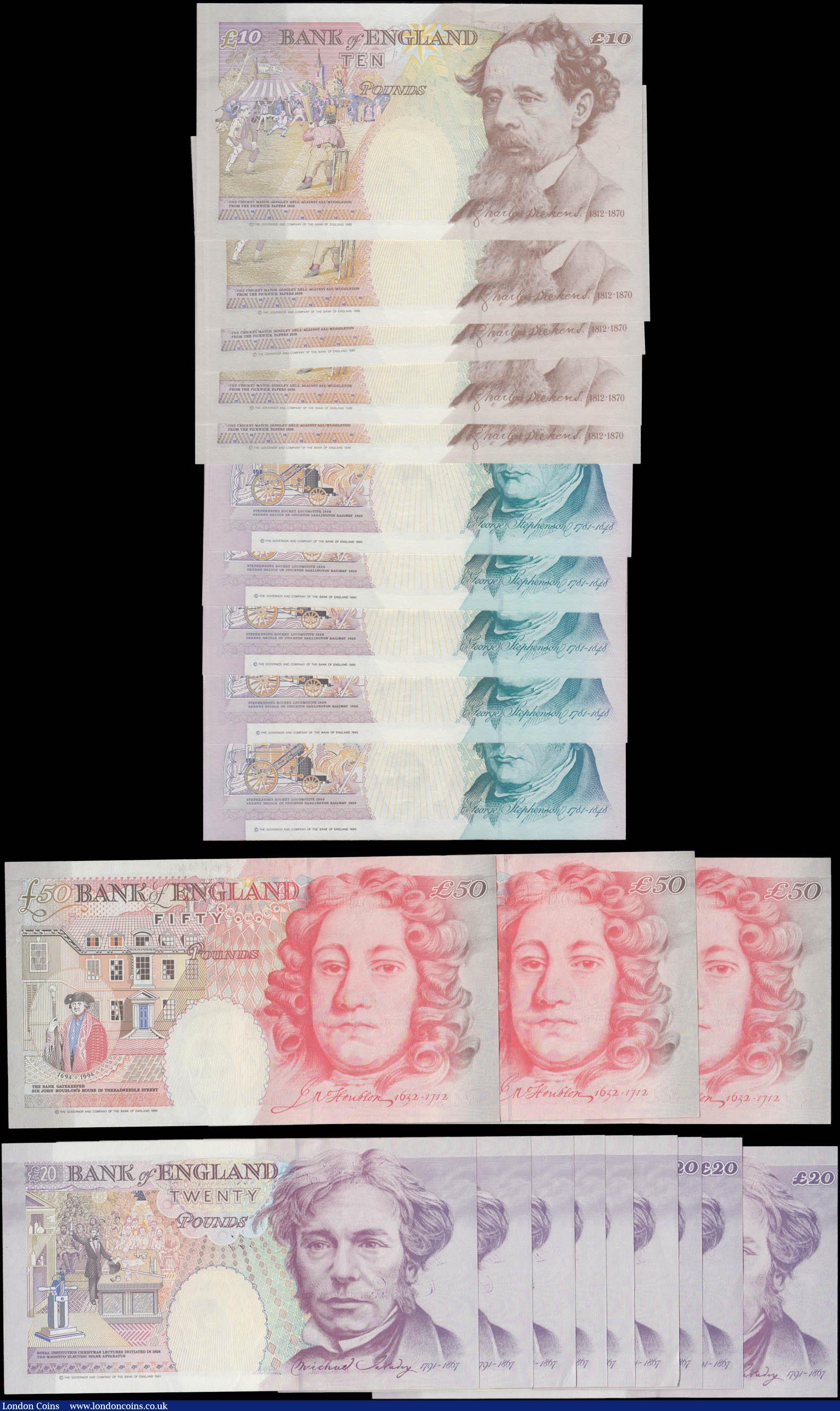 London Coins : A165 : Lot 126 : Bank of England Kentfield 5, 10, 20 and 50 Pounds QE2 issues (23) each denomination in consecutive s...