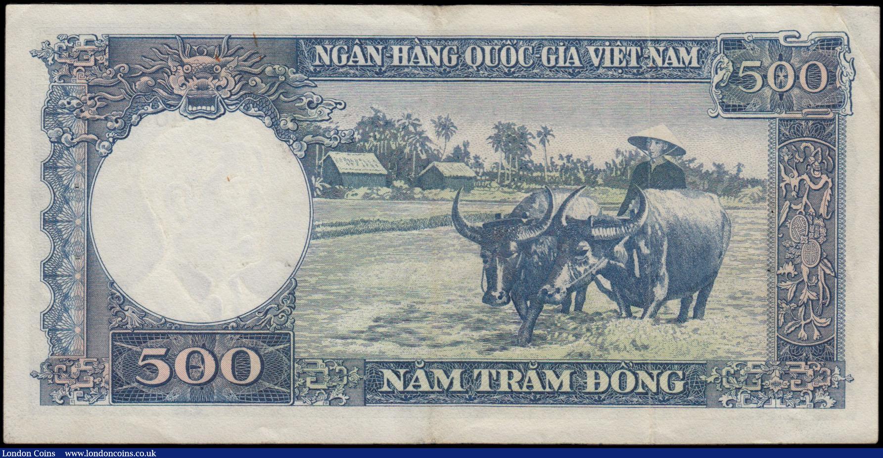 London Coins : A165 : Lot 1263 : South Vietnam National Bank of Viet Nam 500 Dong ND (1962) Pick 6Aa series C1 514643. A high denomin...