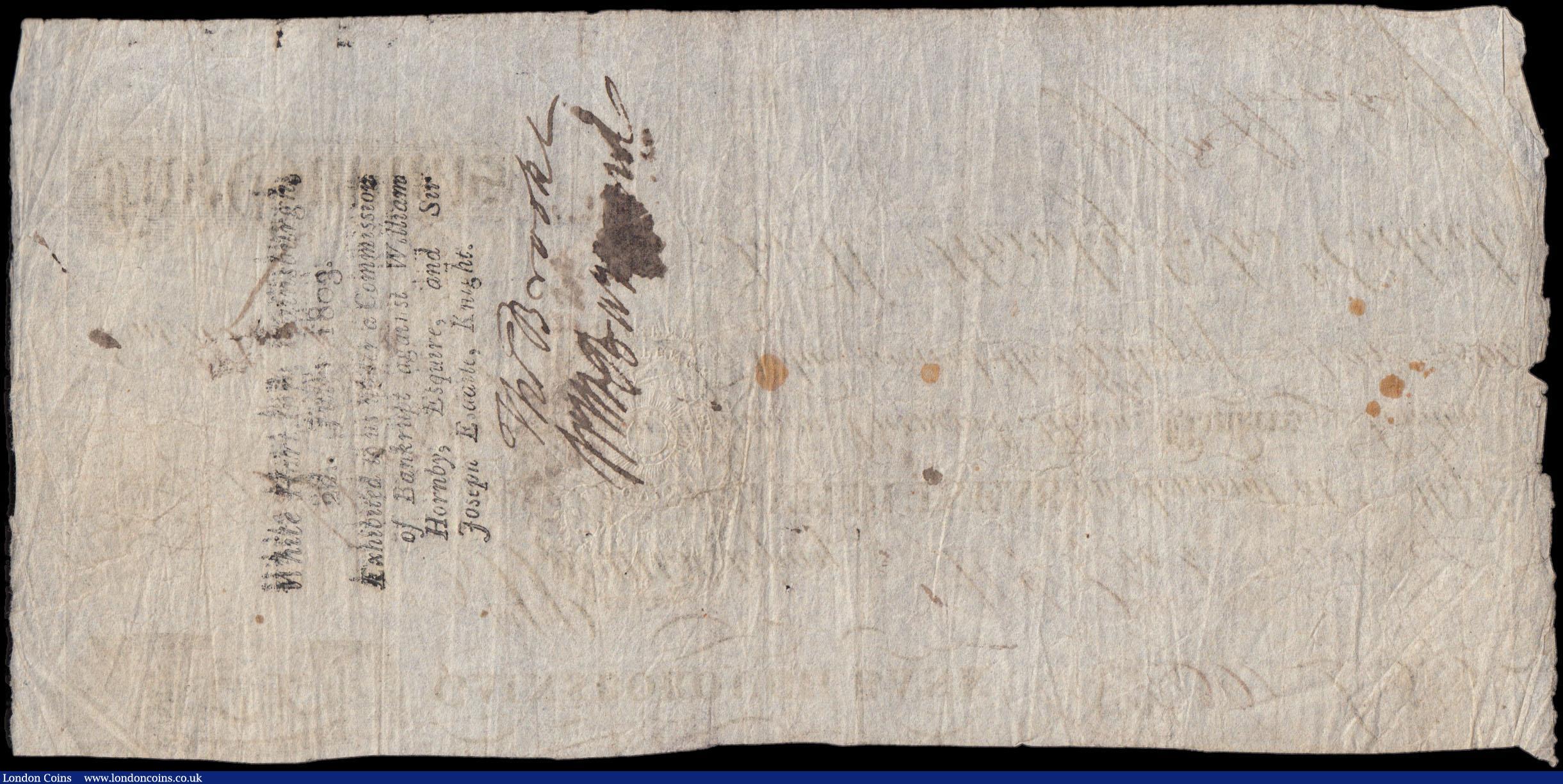 London Coins : A165 : Lot 146 : Gainsborough&nbsp;Bank 5 guineas dated 26th May 1800 No.D1361 for Wm Hornby & Josh.Esdaile, (Out...