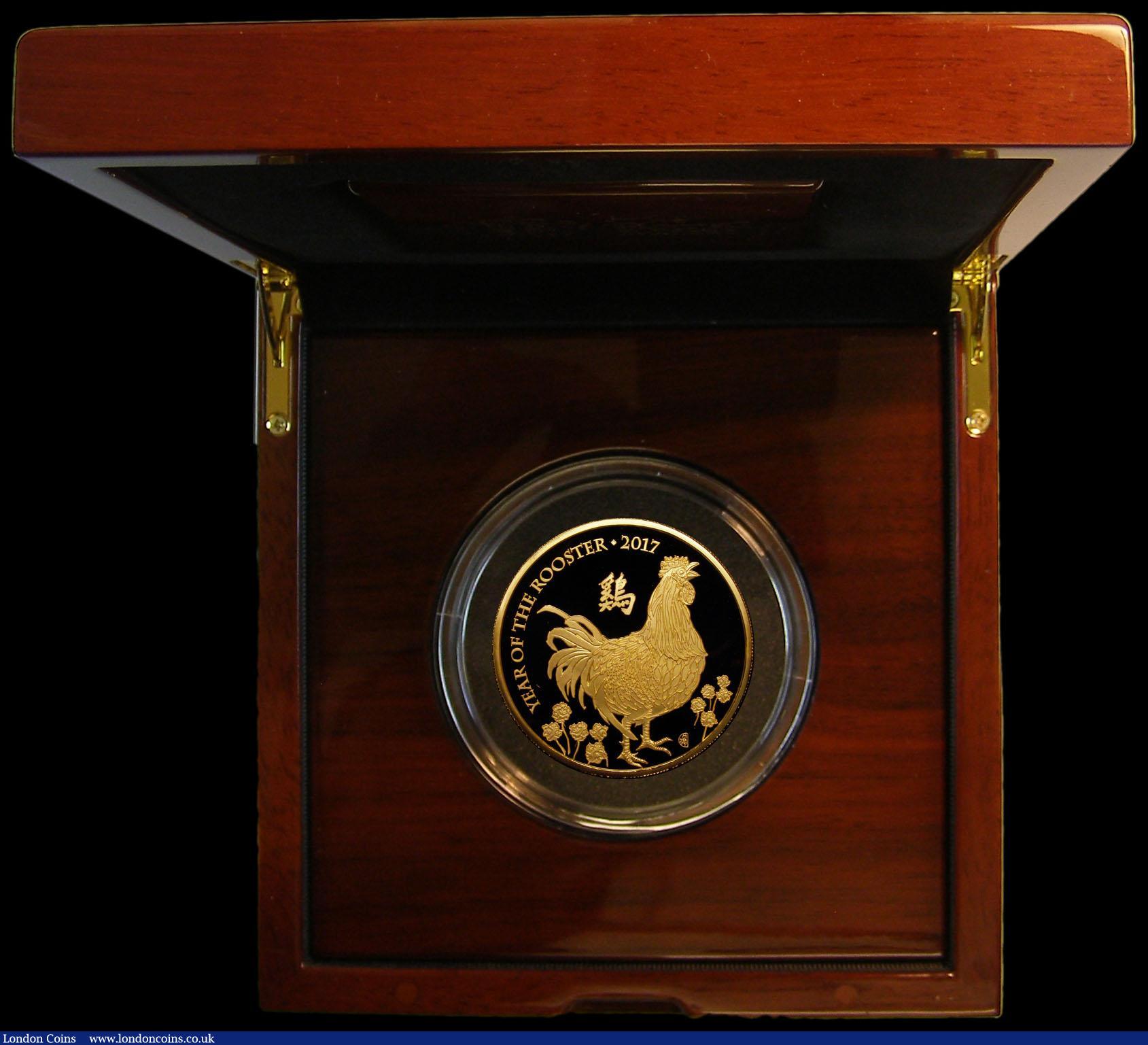London Coins : A165 : Lot 1514 : Five Hundred Pounds 2017 Lunar Year of the Rooster 65mm diameter 5oz. Gold Proof S.5203 FDC in the i...