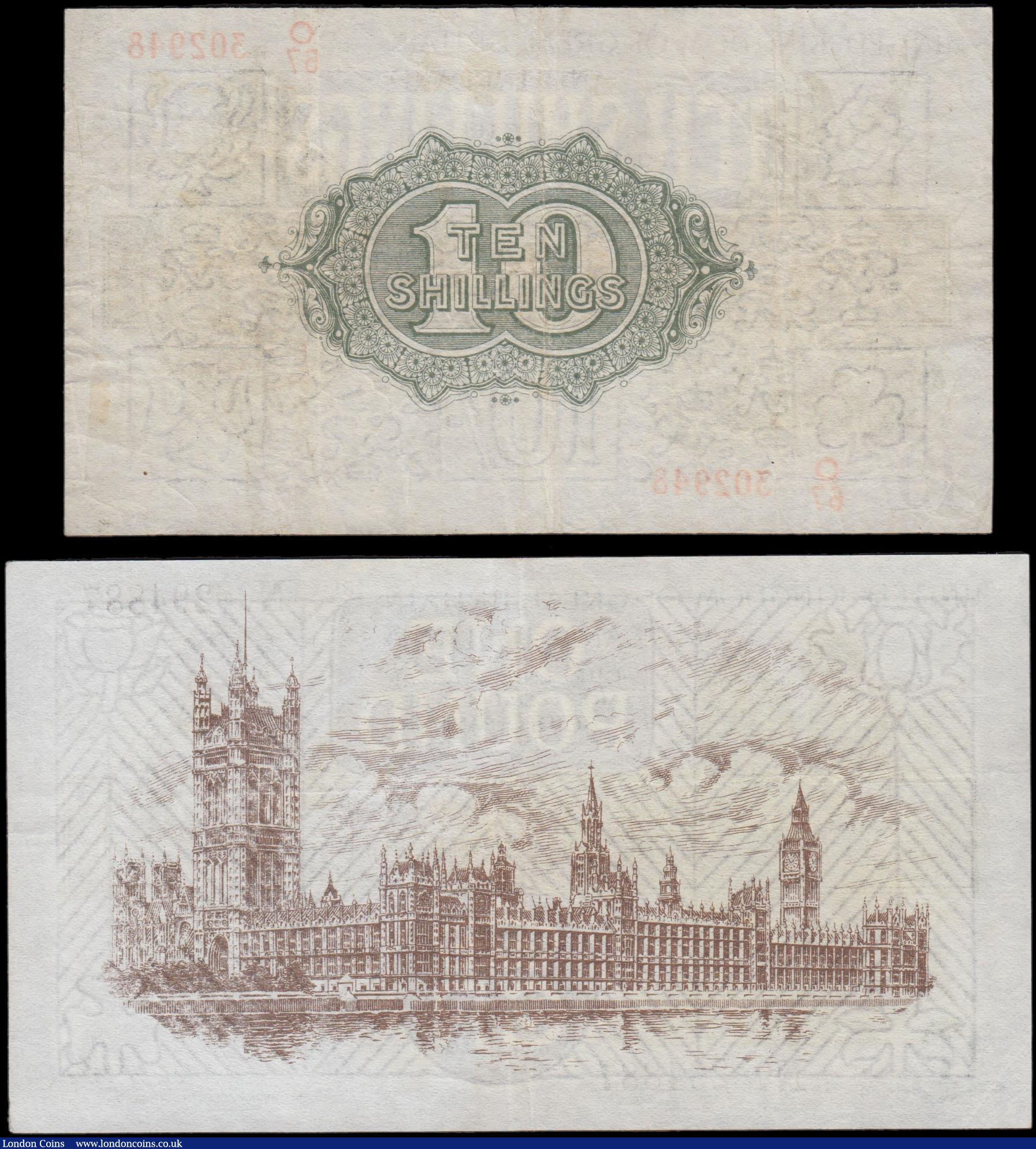 London Coins : A165 : Lot 16 : Treasury Warren Fisher Second Issues (2) comprising Ten Shillings T30 Red No. omitted issue 1922 ser...