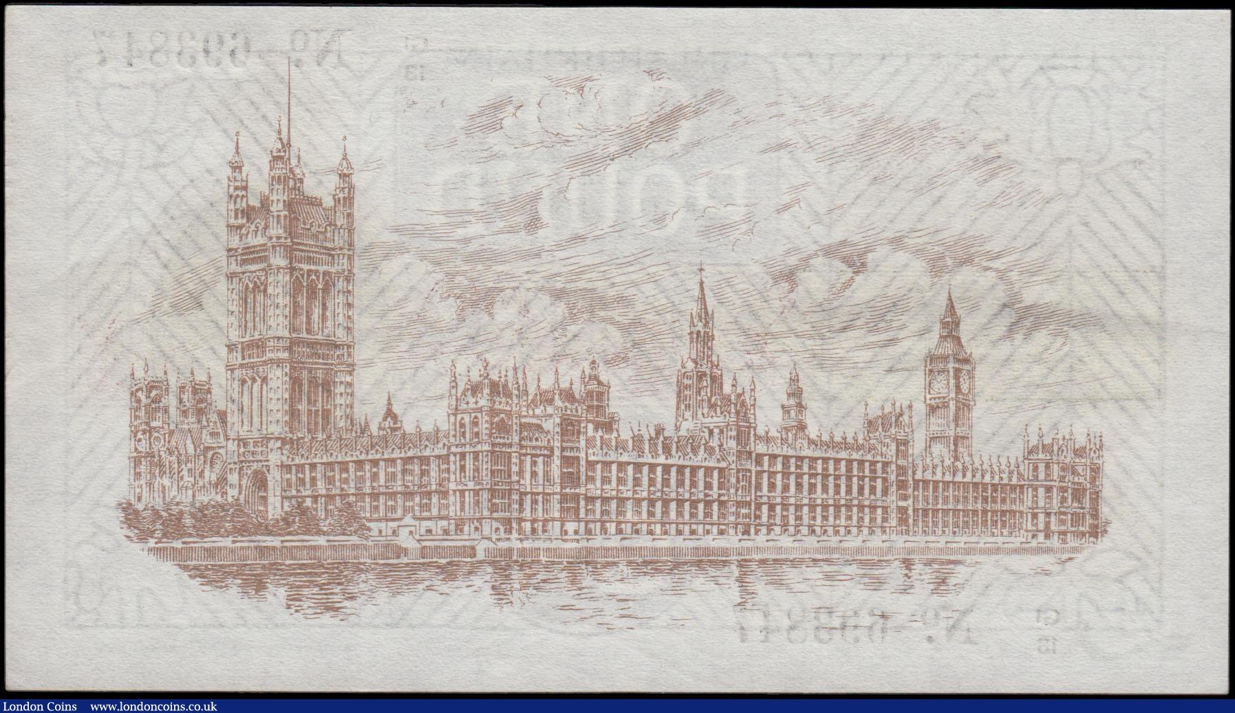 London Coins : A165 : Lot 17 : One Pound Fisher T31 Ireland in title Dot in No. issue 1923 series G1/13 693847 pressed EF