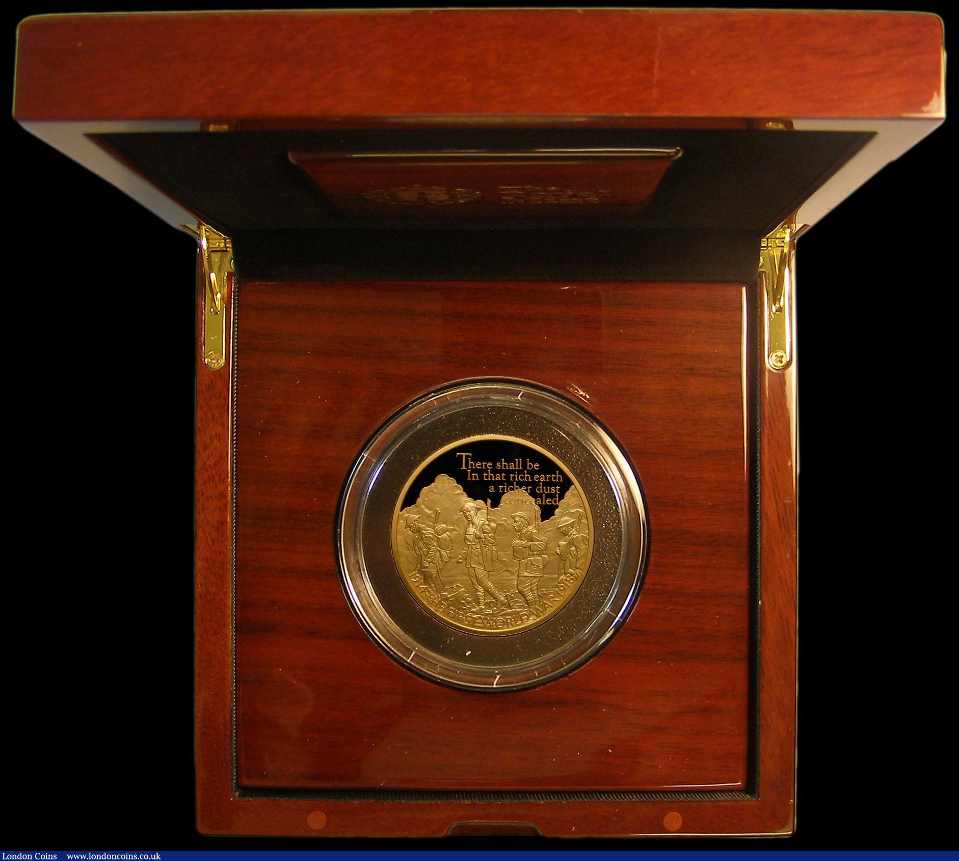 London Coins : A165 : Lot 1713 : Ten Pounds 2016 100th Anniversary of World War I - Poetry and Language 5oz. Gold Proof S.4892 FDC in...
