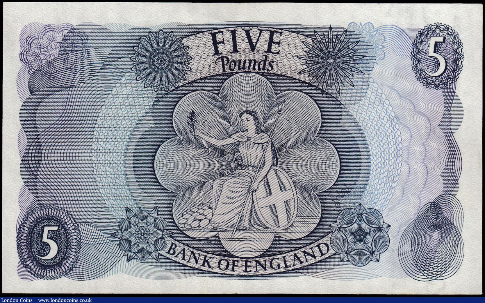 London Coins : A165 : Lot 218 : Five Pounds Fforde B315 issued 1967 replacement 06M 386473 About UNC