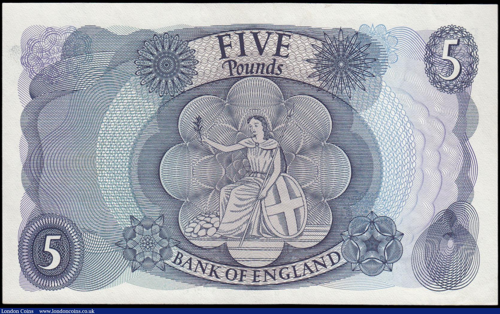 London Coins : A165 : Lot 222 : Five pounds Page B325 issued 1971 replacement 16M 320852 EF