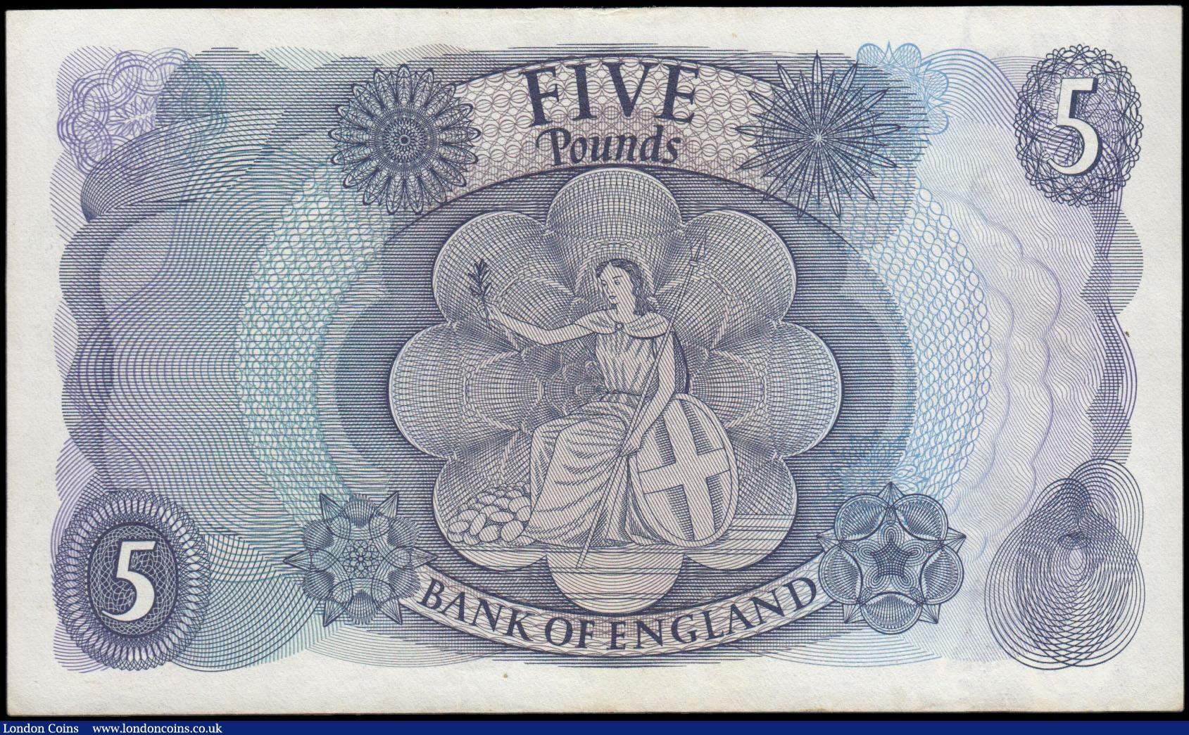 London Coins : A165 : Lot 223 : Five Pounds Page B325 issued 1971 replacement series 13M 115431, pressed EF, looks better