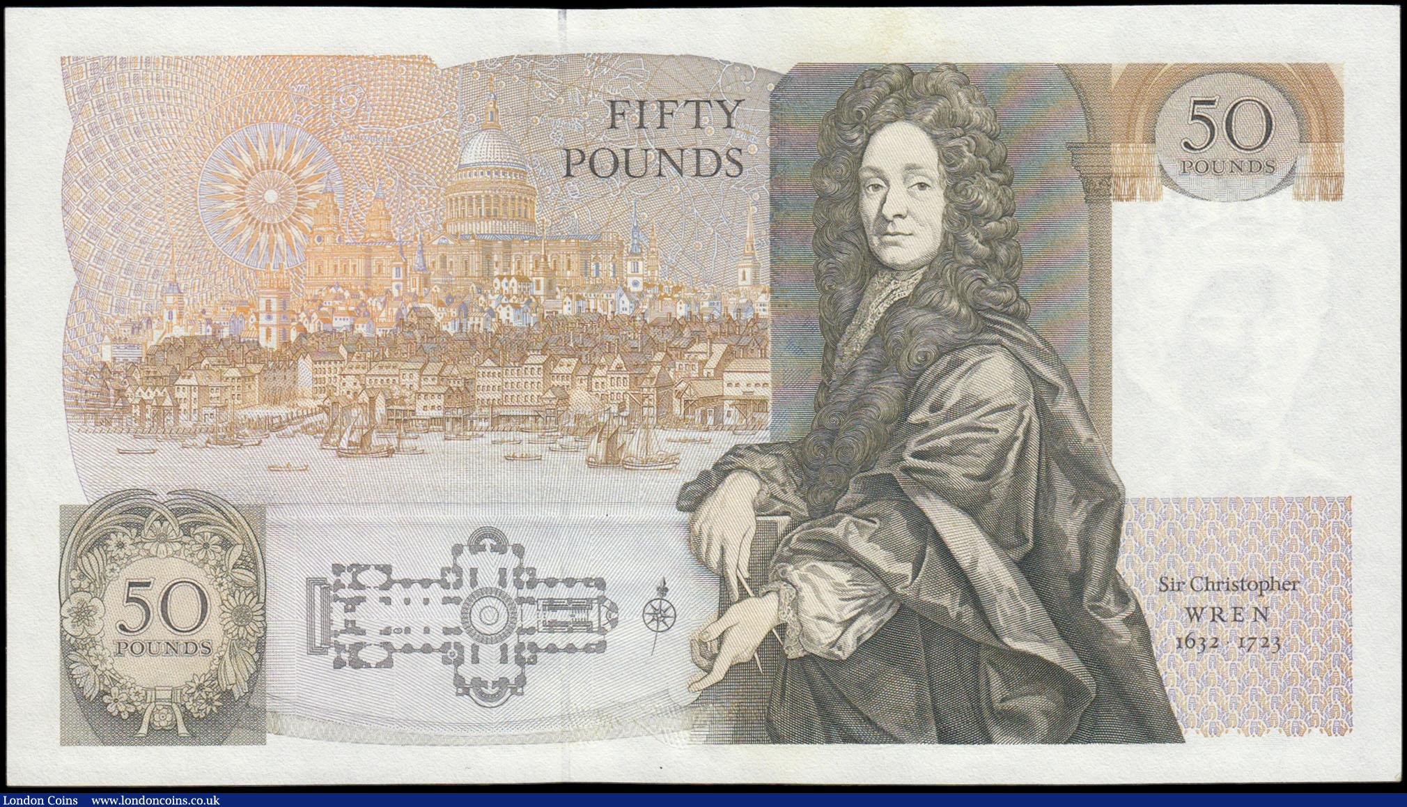 London Coins : A165 : Lot 247 : Fifty pounds Gill 1988 issue B356 D50 618771 Pick381b UNC