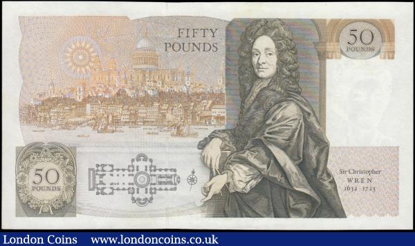 Fifty Pounds Gill B356 issued 1988 series D50 618772, Sir Christopher Wren reverse, Pick381b, UNC : English Banknotes : Auction 165 : Lot 248
