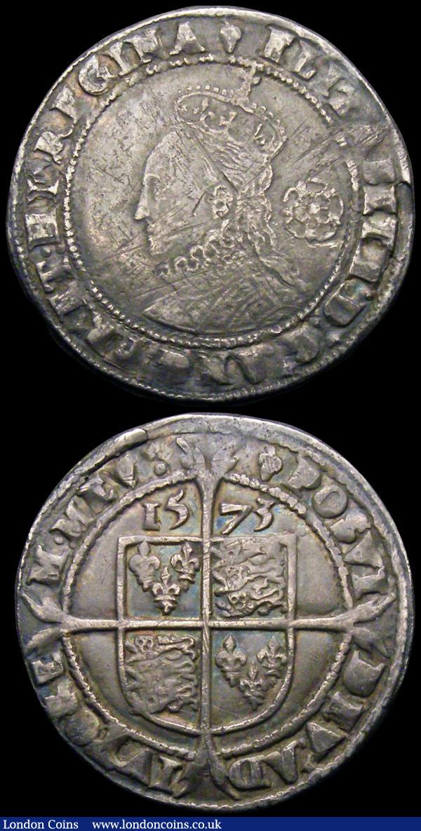 Sixpences Elizabeth I (2) 1573 S.2562 bust 4B, NVF toned with some old scratches on the obverse, 1571 S.2562 mintmark Castle Fine with a flan flaw on the obverse : Hammered Coins : Auction 165 : Lot 2486