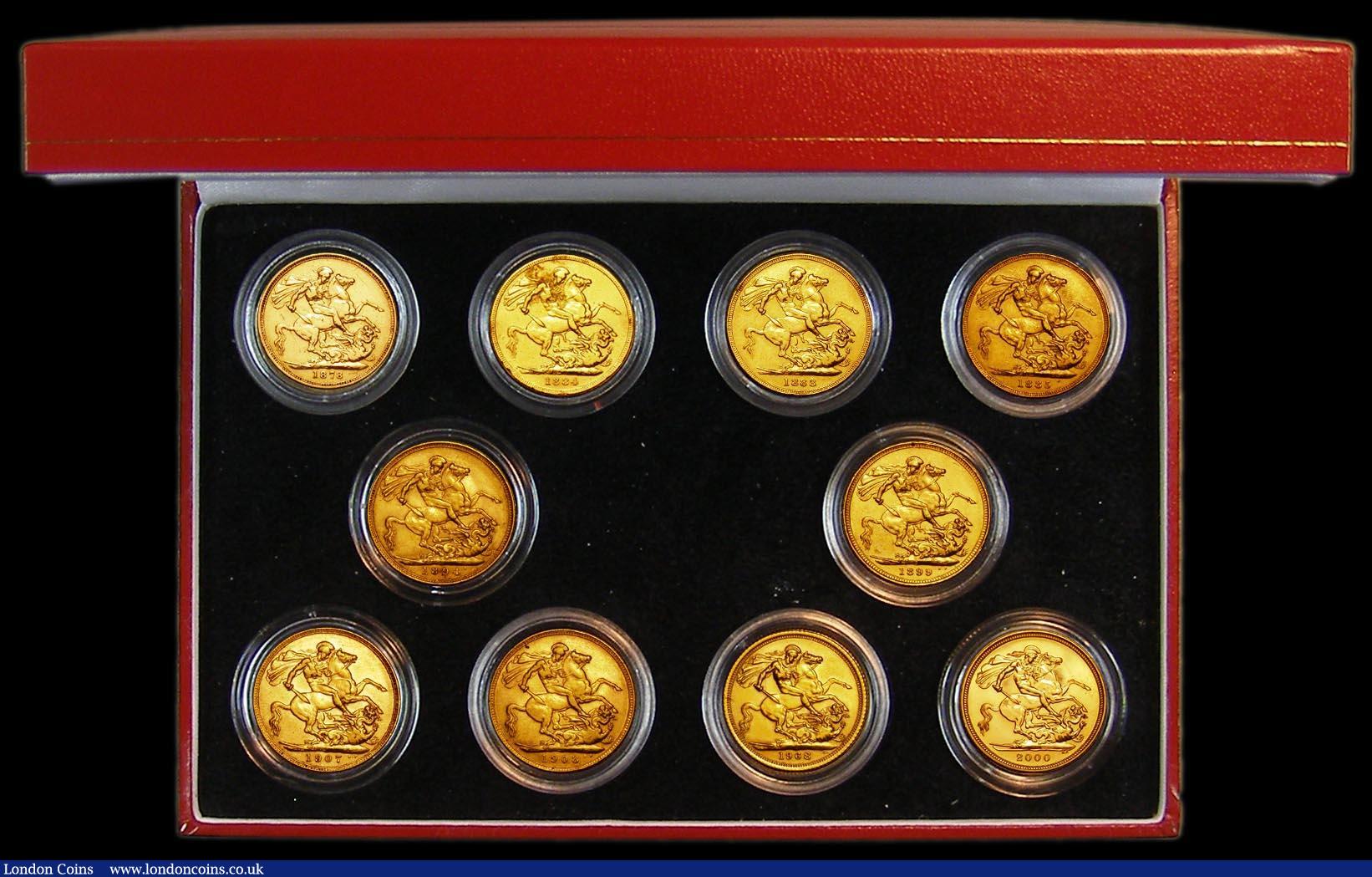 London Coins : A165 : Lot 3369 : Sovereigns (10) 1878M George and the Dargon Good Fine, 1883M George and the Dragon, Good Fine 1884 N...