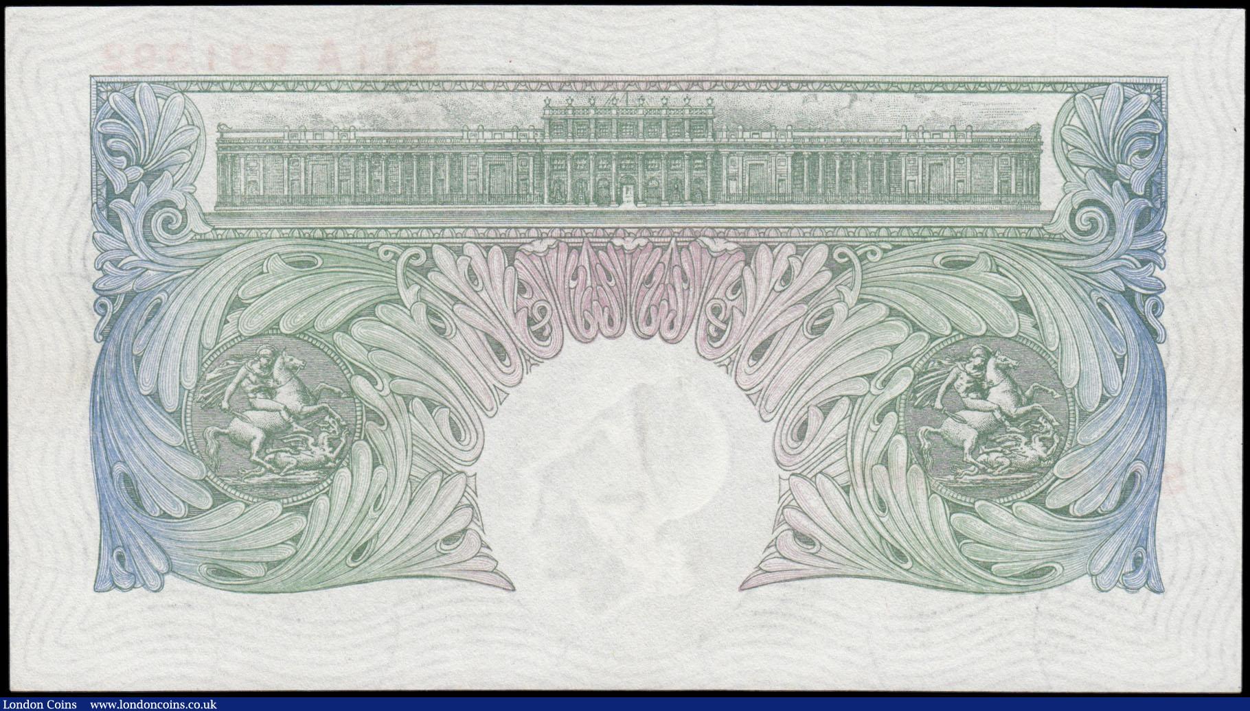 London Coins : A165 : Lot 349 : One Pound Green Peppiatt Third Period, B258 Unthreaded issue 1948, series S11A 691392, UNC