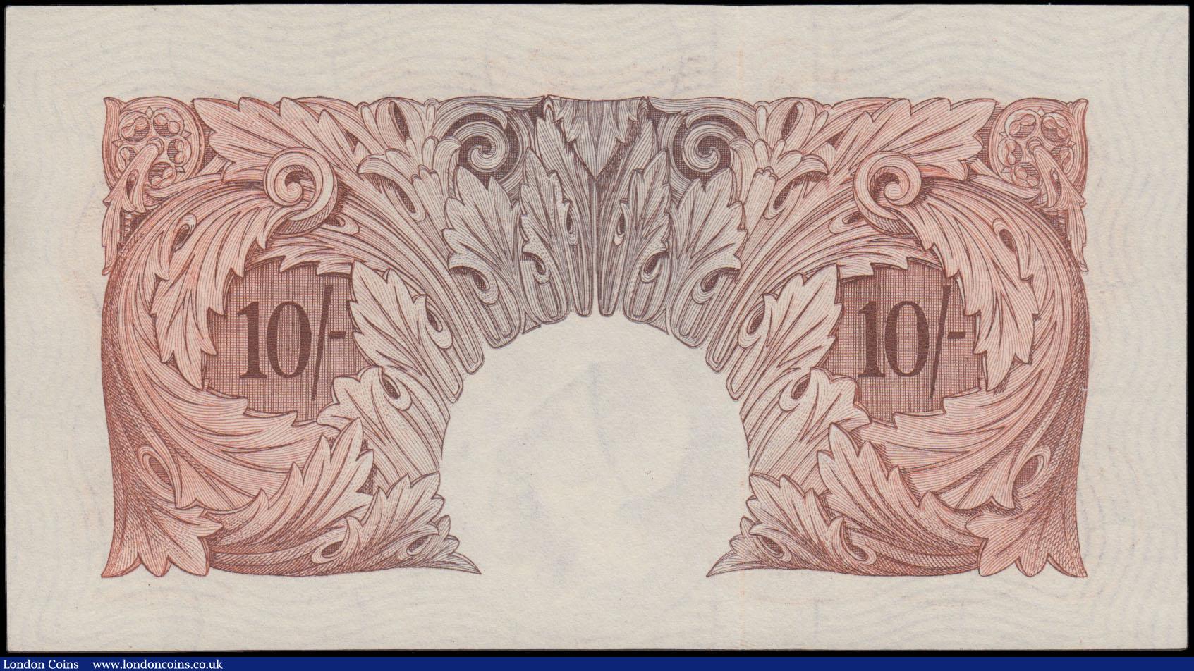 London Coins : A165 : Lot 356 : Ten Shillings Peppiatt B262 Threaded Red/Brown Fourth Period issue 1948 last series 90E 945543 UNC